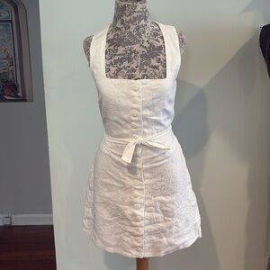 Faithfull the Brand Marina White Linen Button Mini Dress